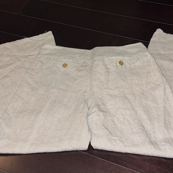 Michael Kors neutral linen straight leg full length pants.  Size 6 100% linen. - Picture 2 of 10